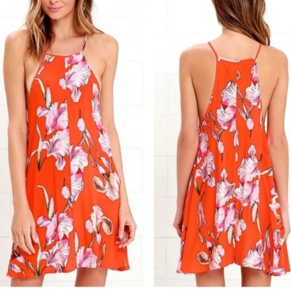 ✨5 FOR $25✨ Minkpink Orange Floral Swing dress - Picture 1 of 6